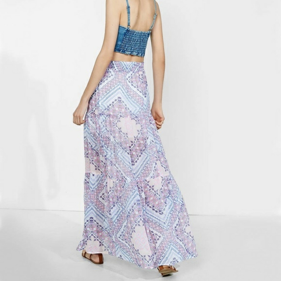 SOLD Express Boho Maxi Skirt Tapestry Print Purple S - Picture 2 of 16